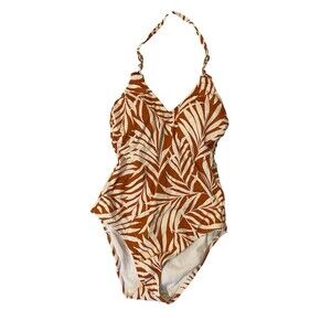 Shade and Shore Women's One Piece Swim Suit  Size Medium Orange Leaf NWOT